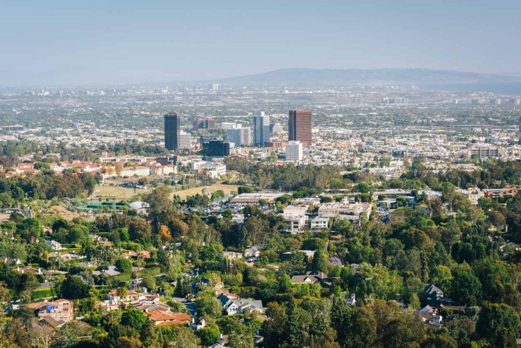 A view of Los Angeles from neighboring Brentwood, California.